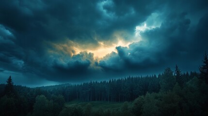 Fototapeta premium big storm over a forest generative ai