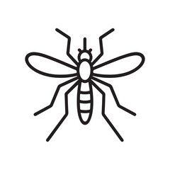 Mosquito Outline Icon Vector on White Background