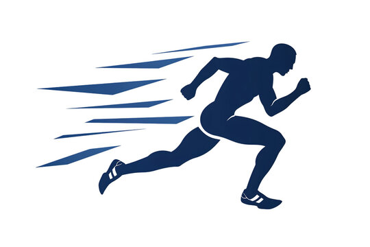 Dynamic silhouette of runner in motion symbolizes speed, agility, and athletic performance, great for sports visuals