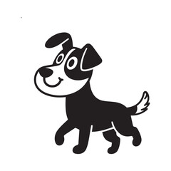 Playful dog silhouette with perky ears Vector Design..
