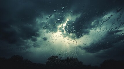 Fototapeta premium rainstorm falling on a windshield, generative ai
