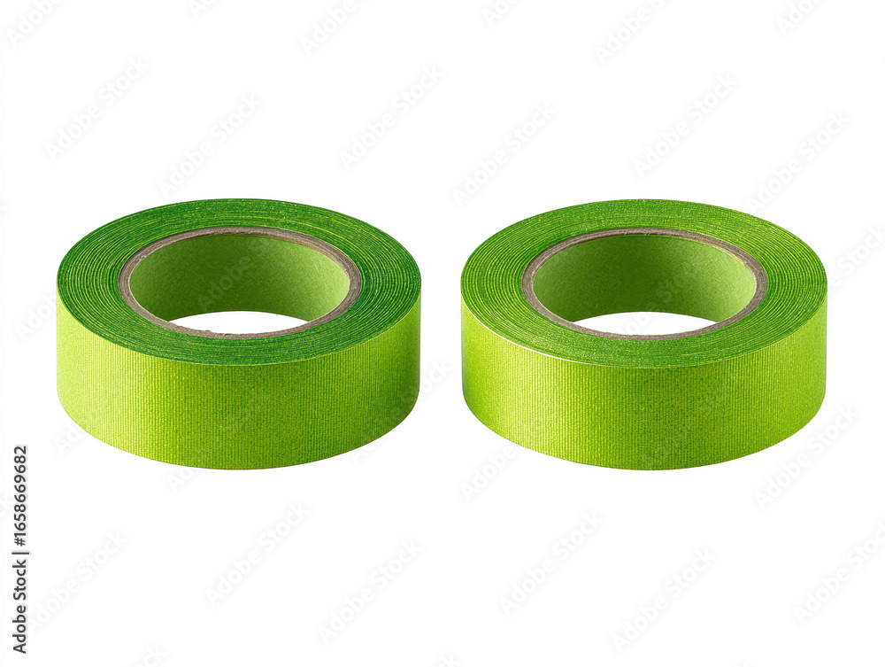 Poster summary image shows two greenish adhesive tape rolls, side by side, with white background and contra