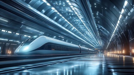 Obraz premium Modern high speed train station interior high resolution picture