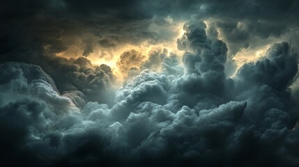 large clouds with blue lightning generative ai