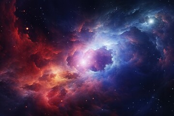 Fototapeta premium Birth of a star in space during a nebula explosion. Nuclear fusion of cosmic clouds. Universe background