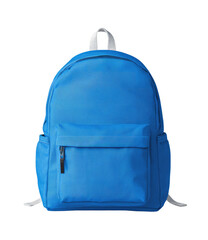 Solid blue backpack with white accents