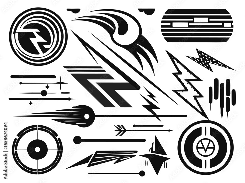Poster abstract graphic elements collection for design projects