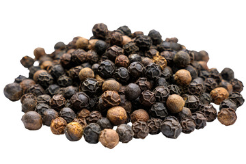 Obraz premium A close-up view of a pile of peppercorns. Various shades of dark brown and black peppercorns are densely clustered together