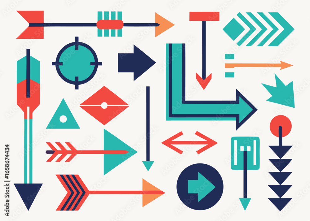 Poster diverse collection of stylized arrow graphics for design projects