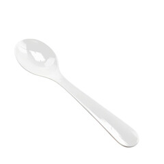 Glossy white plastic spoon for food, cooking, or catering purposes