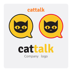 funny cat talk logo design