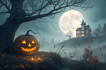 halloween background with pumpkins