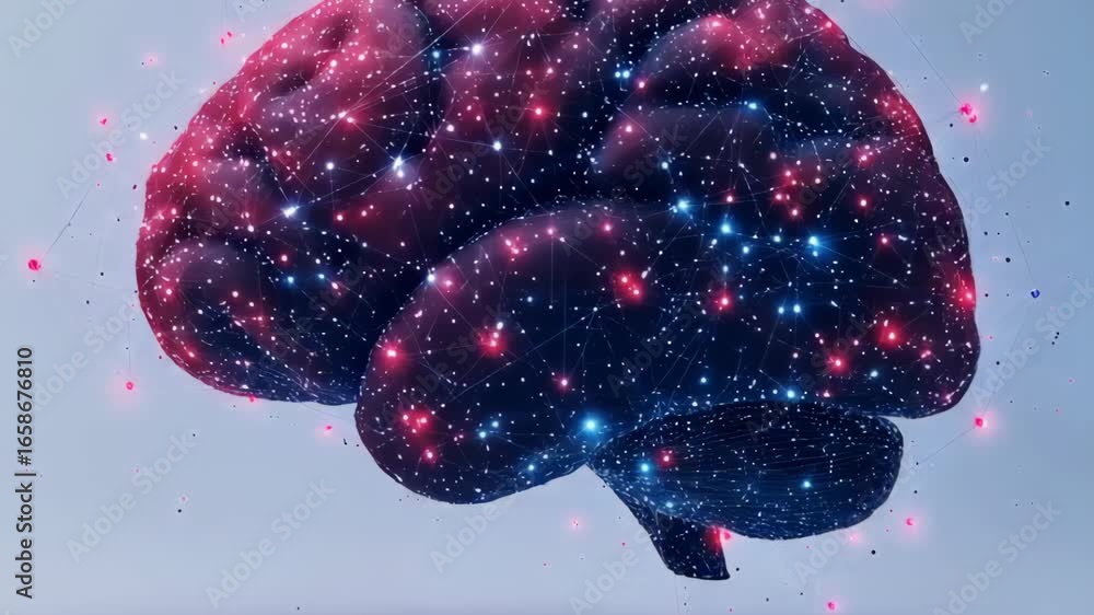 Poster brain's neural network: abstract digital visualization of thought