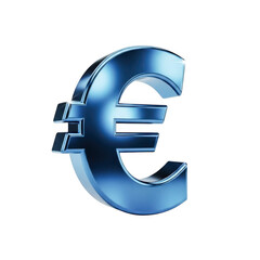Obraz premium Closeup of a shiny blue euro symbol with a metallic finish, isolated on transparent background, representing european currency financial stability