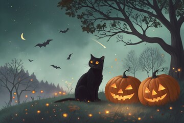 halloween background with pumpkins