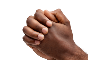 Close-up of clasped hands, dark skin tone (1)