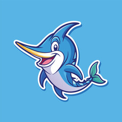 Fototapeta premium Smiling cartoon marlin