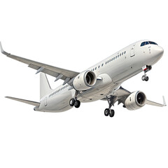 Obraz premium High detailed white airliner 3D render on a white background png aircraft model png airplane rendering png aviation art png high resolution png air travel png transparent background png