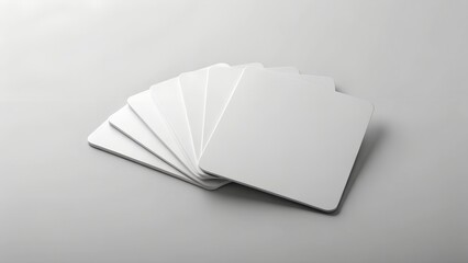 A stack of blank white square cards with rounded corners, isolated on a clean white background, perfect for design concepts, templates, and mockups