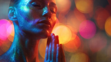 body  mind  soul  spirit  you card with colorful background with defocused lights no logos no brands ar 169