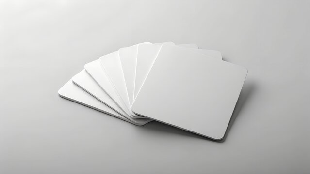 A stack of blank white square cards with rounded corners, isolated on a clean white background, perfect for design concepts, templates, and mockups - Powered by Adobe