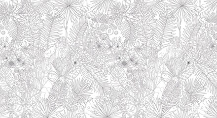 Detailed Tropical Jungle Plant Seamless Pattern