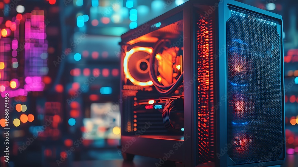 Poster custom gaming pc build showcase with rgb lighting and powerful components for ultimate performance r