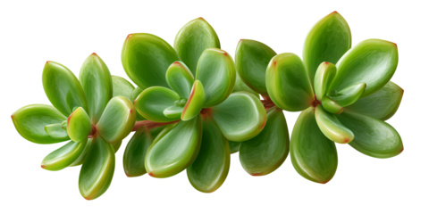 Lush green succulent plant with red accents on a black background Closeup of a vibrant echeveria succulent, perfect for botanical designs and natural themes
