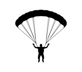 silhouette of a man with parachute