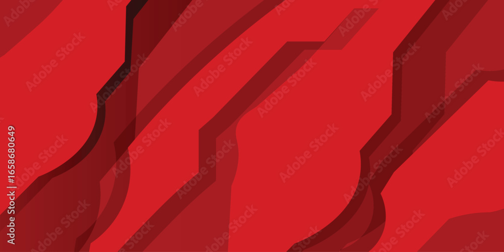 Aufkleber bright red abstract technology header banner with stripes. red color geometric modern background des