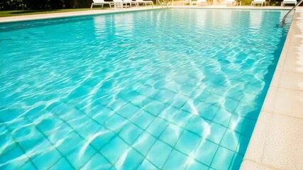 Clear blue swimming pool with clean water surface reflecting sunlight, summer vacation background for leisure, relaxation and luxury resort lifestyle