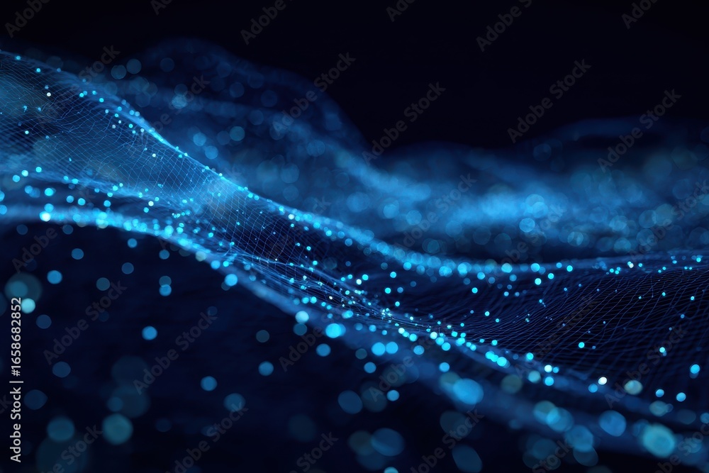 Poster vibrant abstract blue background of cyber particles creating a mesmerizing visual representation of 