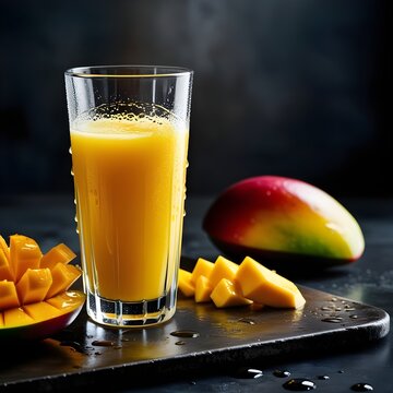 Refreshing Mango Juice with Fresh Slices