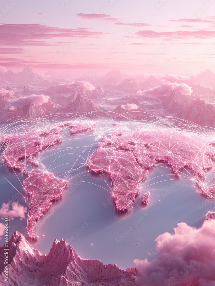 Aufkleber universal day of culture soft pastel global connection visualizing intercontinental networks in drea