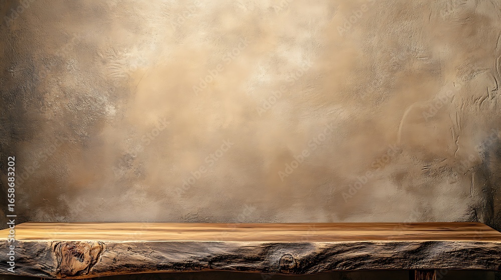 Poster rustic wood table product display background textured wall studio photography backdrop for food or o