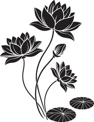 Obraz premium A black and white drawing of a lotus flower 