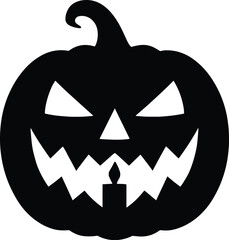 spooky silhouette of a carved pumpkin with jagged grin black vector