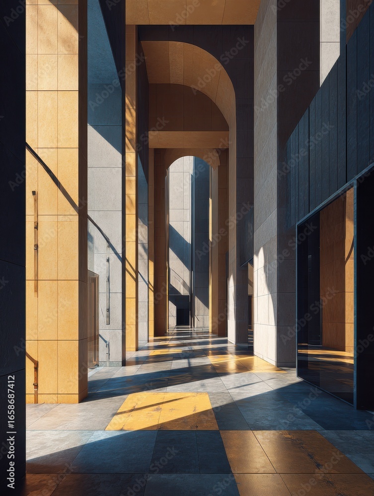 Poster a captivating play of light and shadow in modern architectural elements