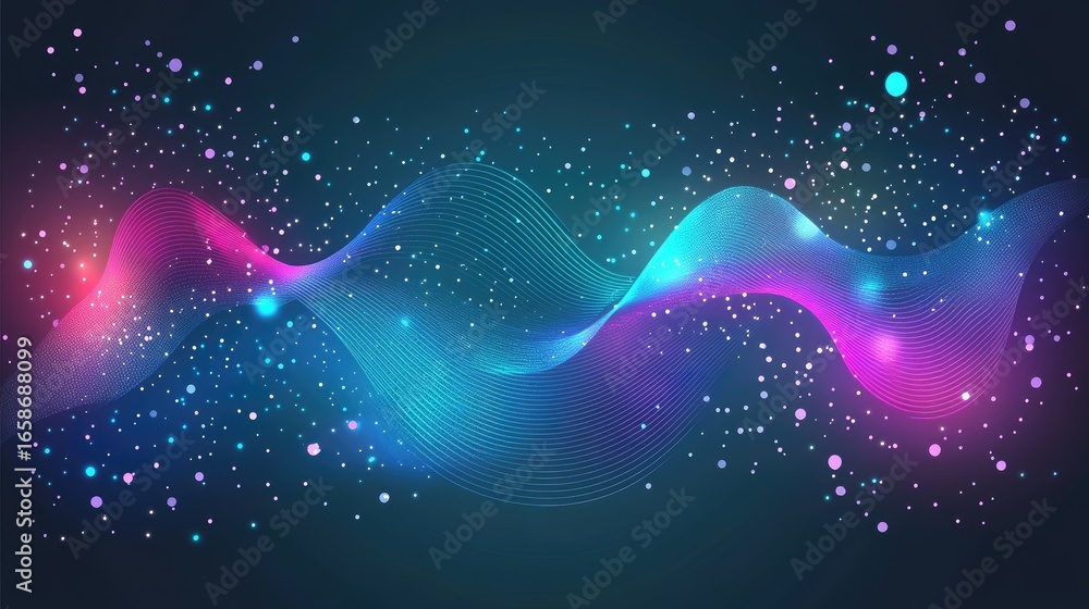 Poster abstract swirling lines with shimmering particles