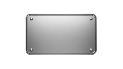 Silver metal plate with rivets on a transparent background