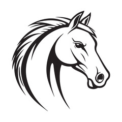 Horse head silhouette icon in black color. Vector template. 