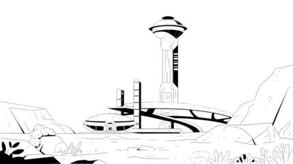 drawing of a building