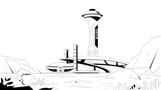 drawing of a building