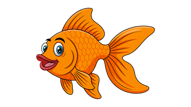 cartoon goldfish isolated on white background