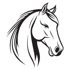 Horse head silhouette icon in black color. Vector template. 