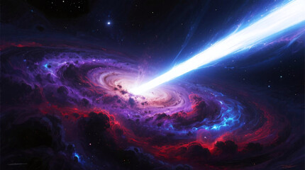 Fototapeta premium Cosmic Light Beam Piercing Dark Galaxy