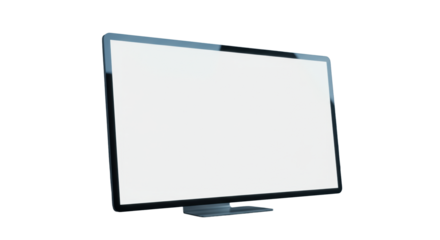 A sleek, modern, unbranded digital display with pristine, illuminated blank screen, off-center on blurred background with soft bokeh, professional digital innovation.