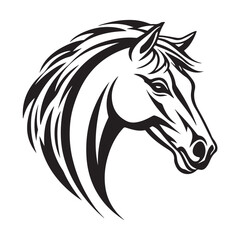 Horse head silhouette icon in black color. Vector template. 