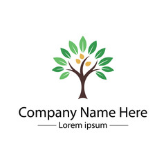 Obraz premium Minimalist Tree Logo Design Natural and Green Concept