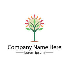 Obraz premium Minimalist Tree Logo Design Natural and Green Concept